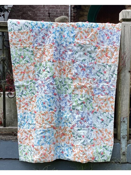 Handmade Other - Handmade Tied Small Floral Pattern Patchwork Crib/Lap Quilt 34" x 46"